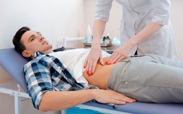 The patient on exam by the doctor